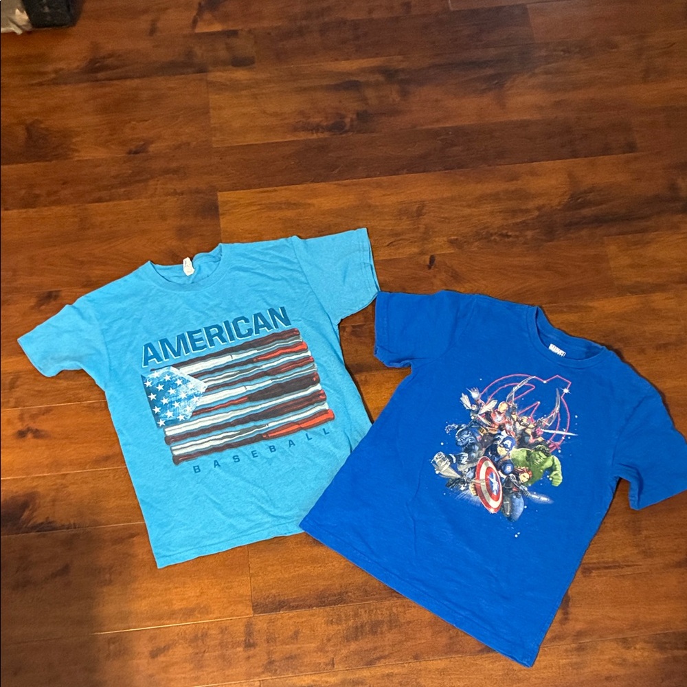 Boys tee shirt bundle Marvel Avengers and American Baseball size 14/16